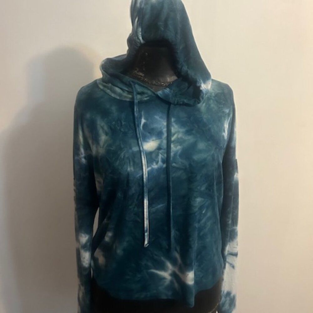 Riley & James Green/White tie dye hoodie sweatshirt, size S